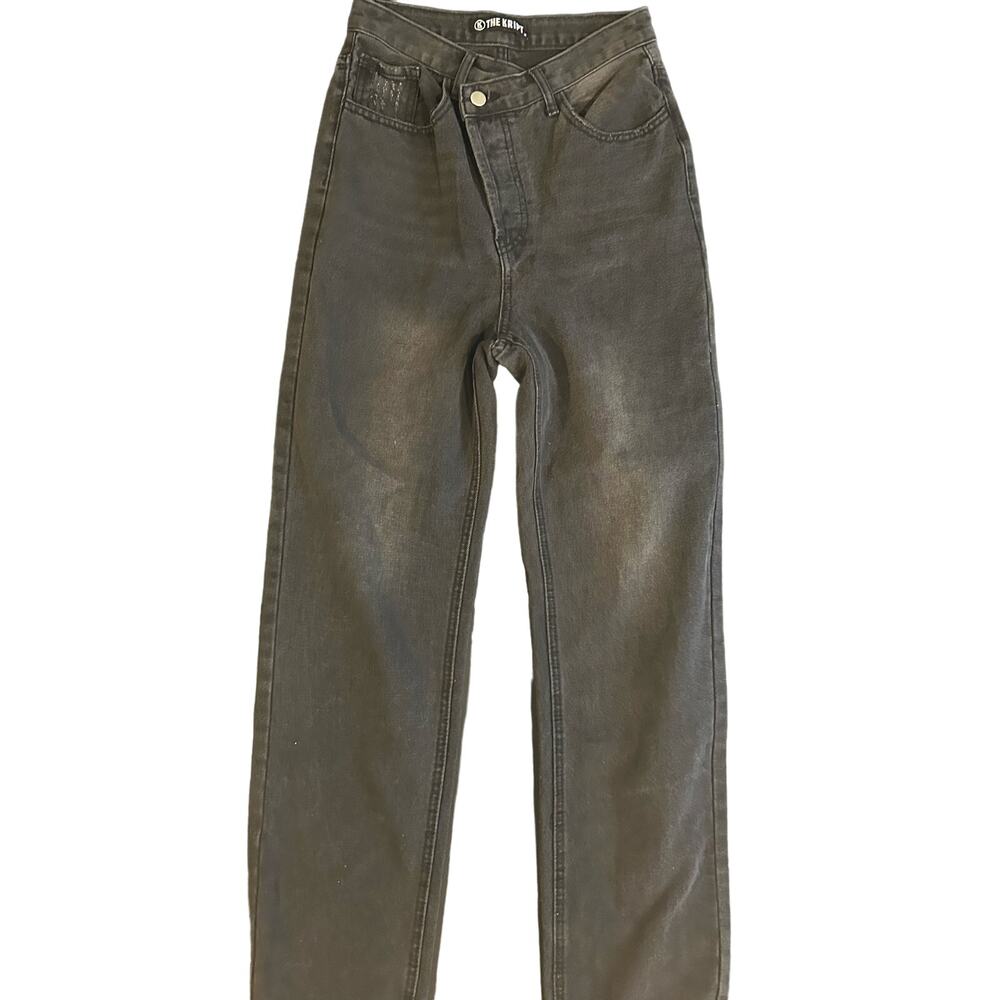 Dolls Kill The Kript Black Denim Jeans XS 25 inch Waist Button Fly Classic